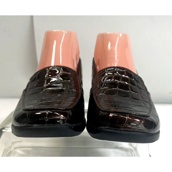Clarks Womens 8 M Brown Croc Patent Leather Loafter Slip On 26102166 $125.00 - Picture 3 of 11